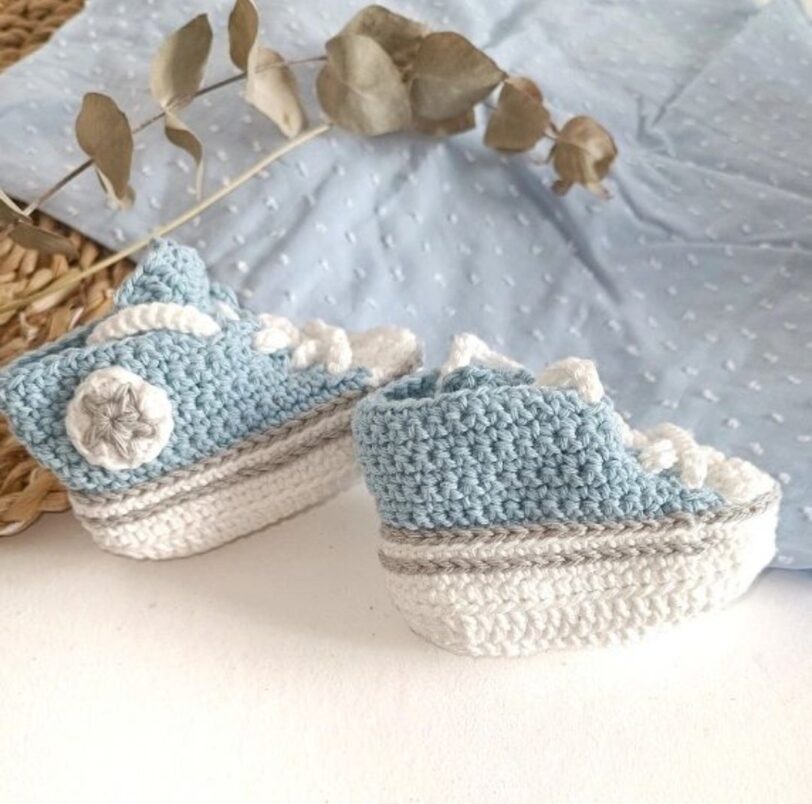 Patucos estilo Converse Celeste & Gris