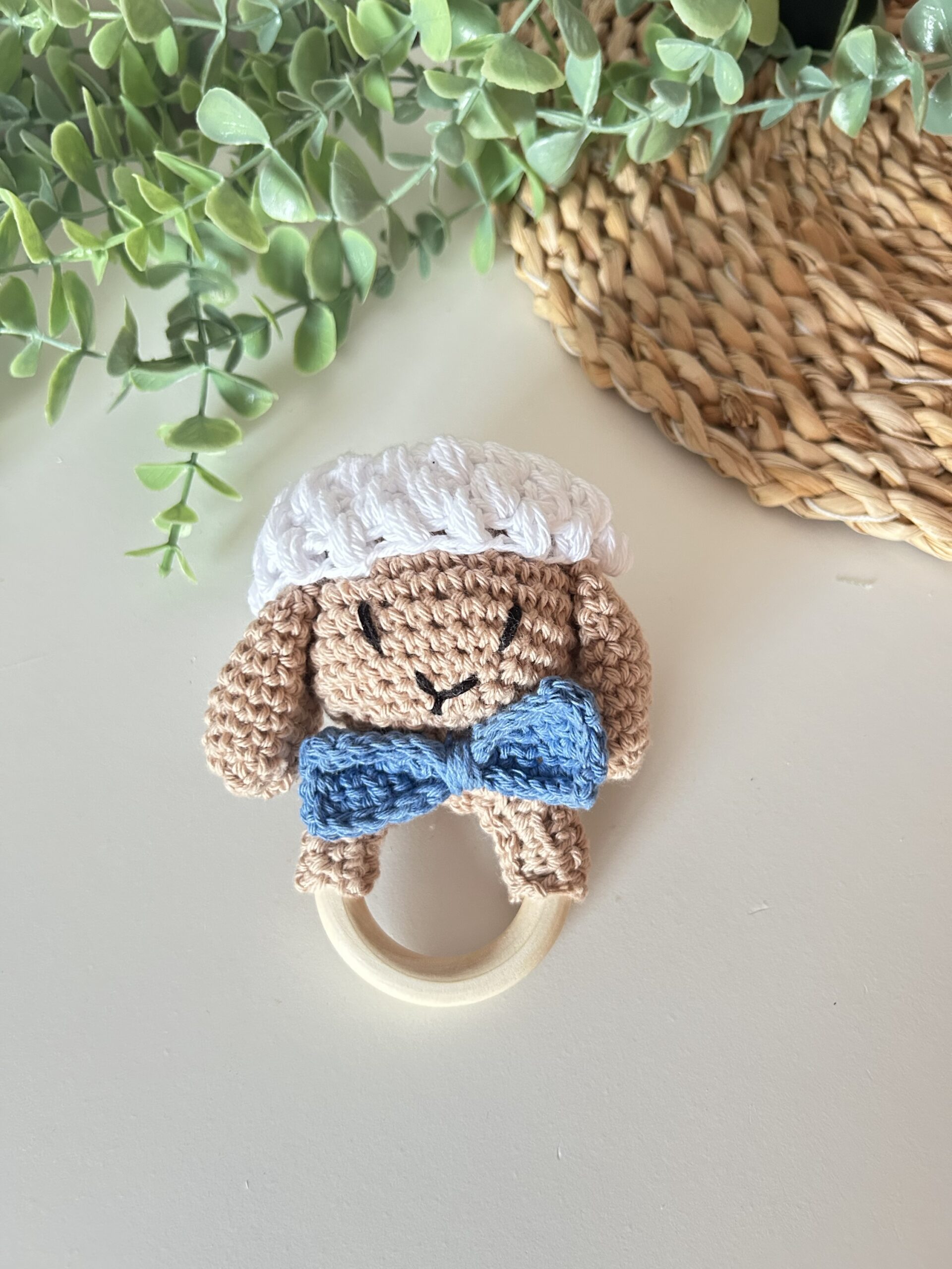 Mordedor Sonajero ovejita lazo azul - Imagen 2