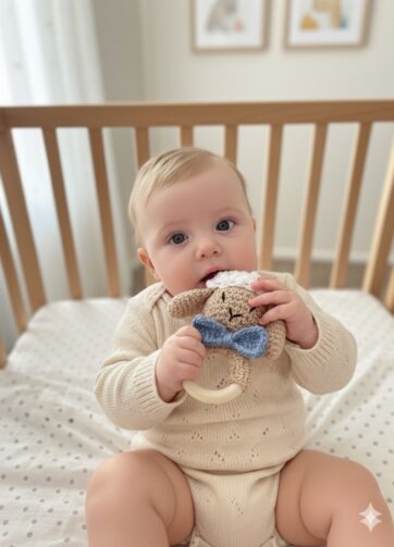 Mordedor Sonajero ovejita lazo azul