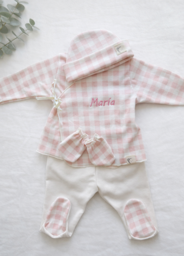 Conjunto Primera Puesta Vichy Rosa