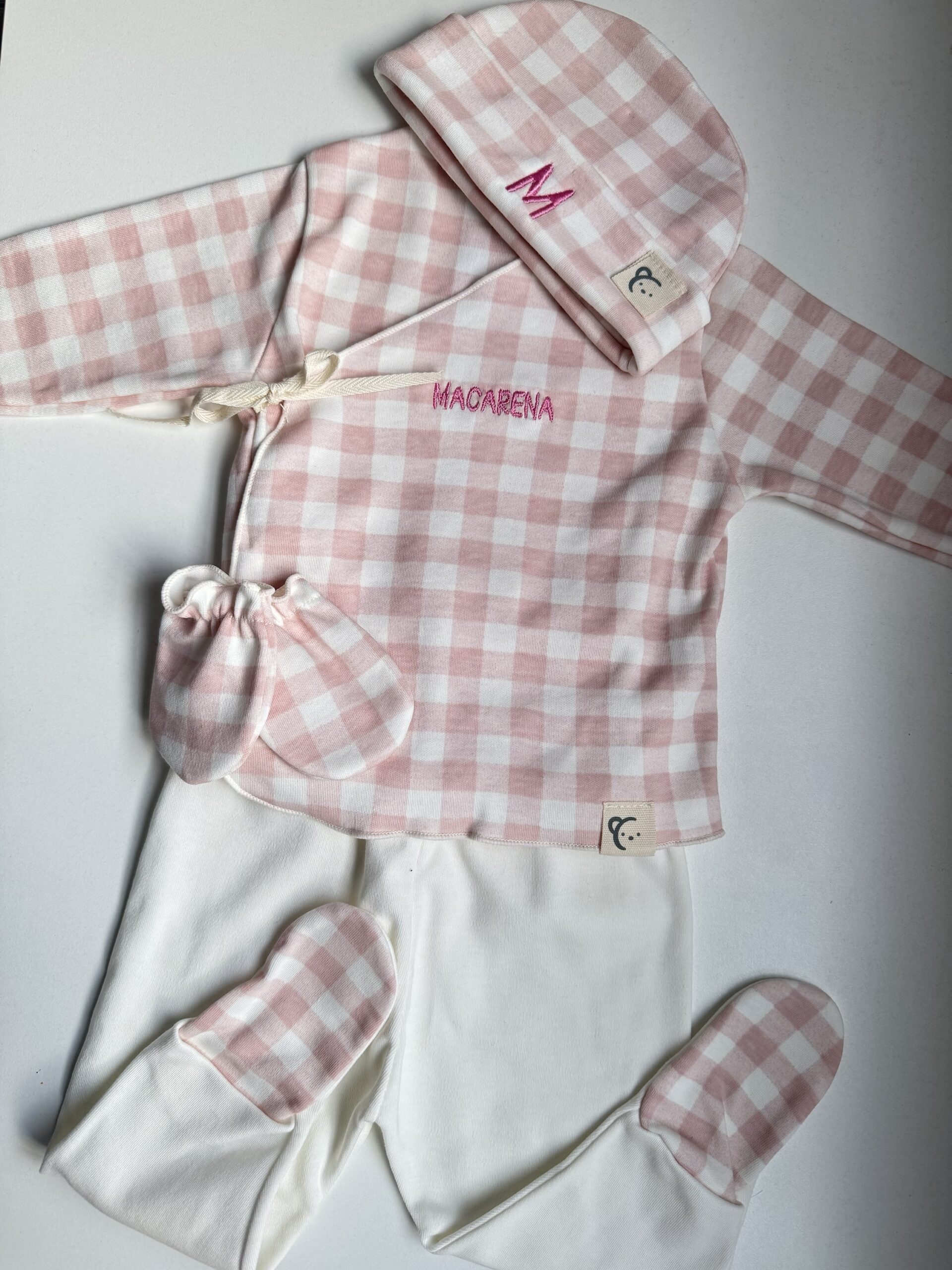 Conjunto Primera Puesta Vichy Rosa - Imagen 2