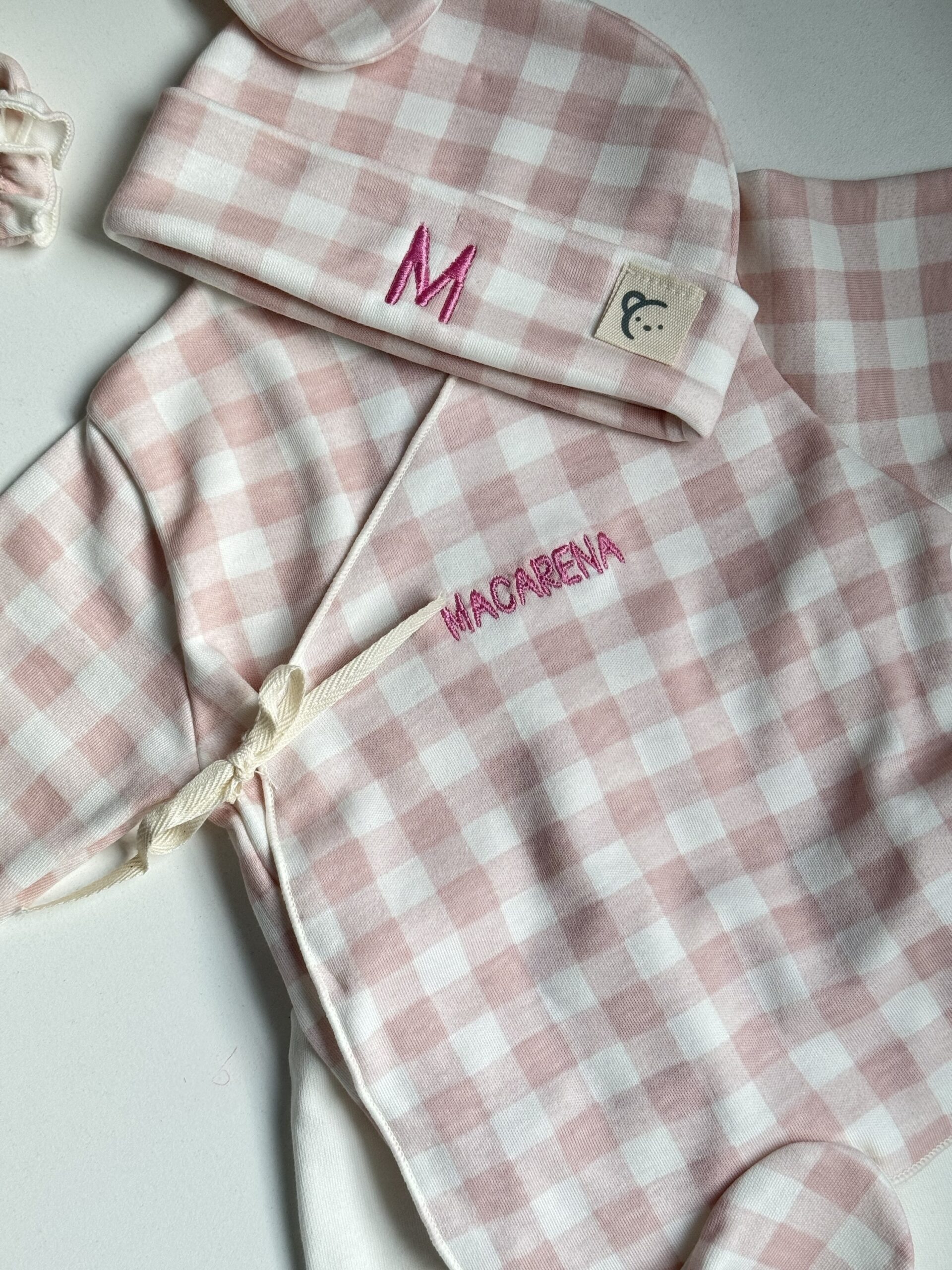 Conjunto Primera Puesta Vichy Rosa - Imagen 3