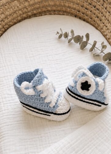 Patucos estilo Converse Celeste